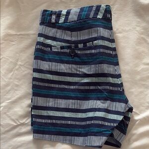 Banana Republic Blue and Green Shorts Modern Striped Design